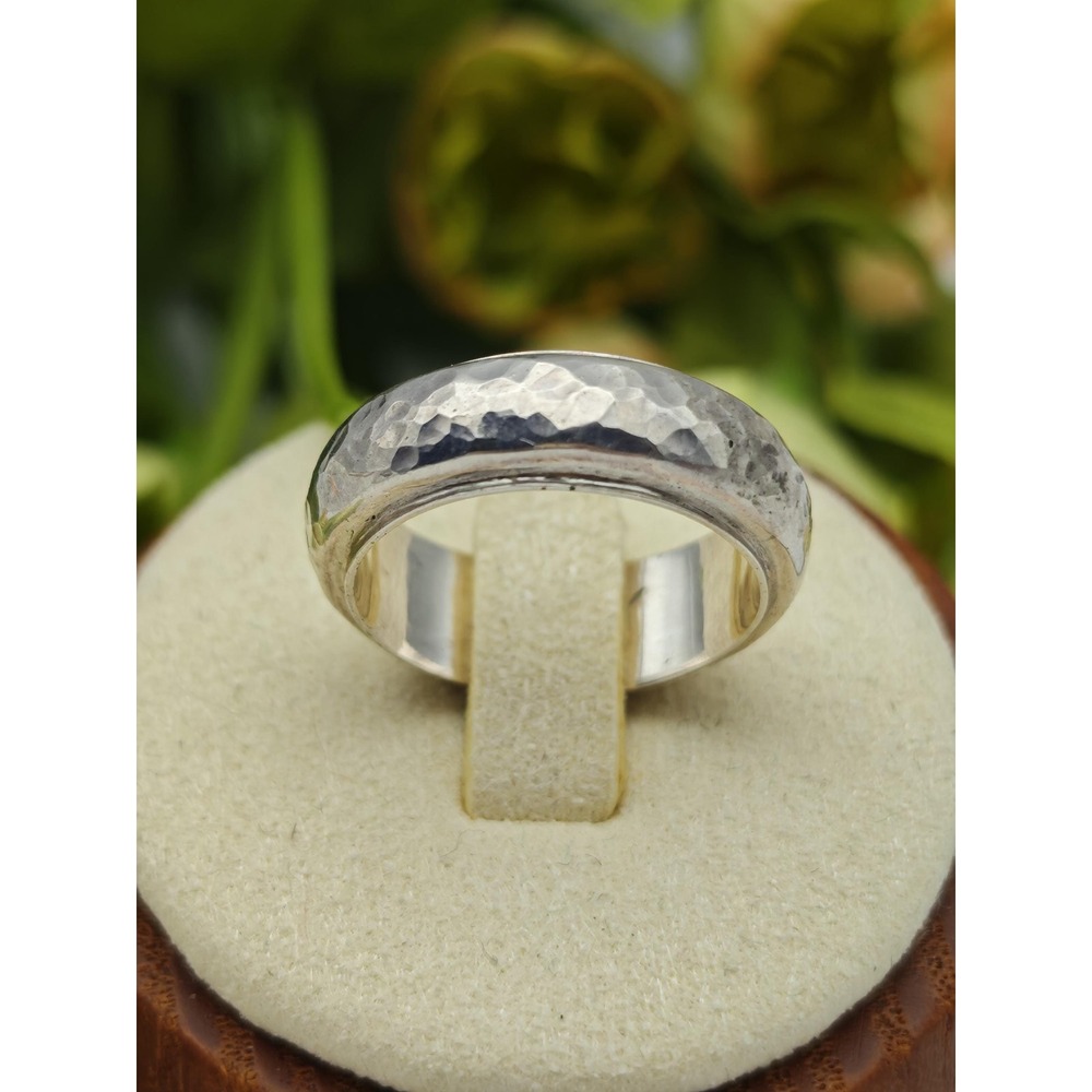 Hammered Artisan Sterling Silver Ring Unisex 5.5 6 6.5 Silver Boho Band